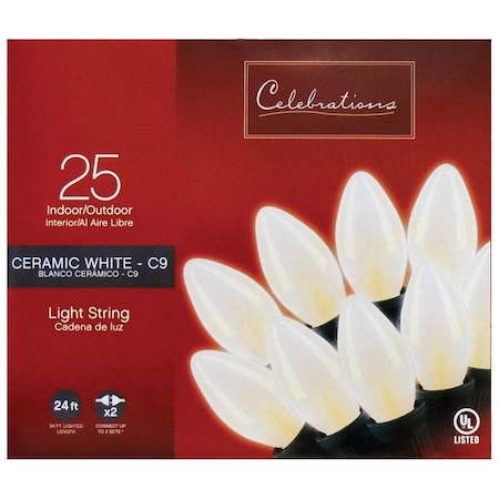 Celebrations Celebrations Incandescent C9 White 25 ct String Christmas Lights 25 ft. C4BG4W11